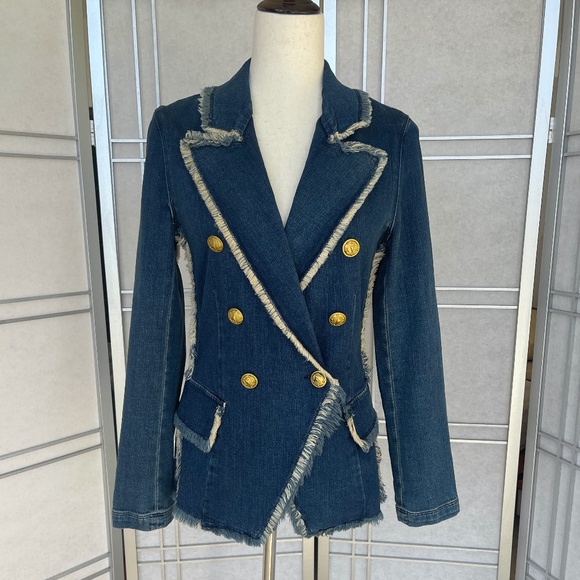 L'AGENCE Kaydence Fray Denim Jacket sz S